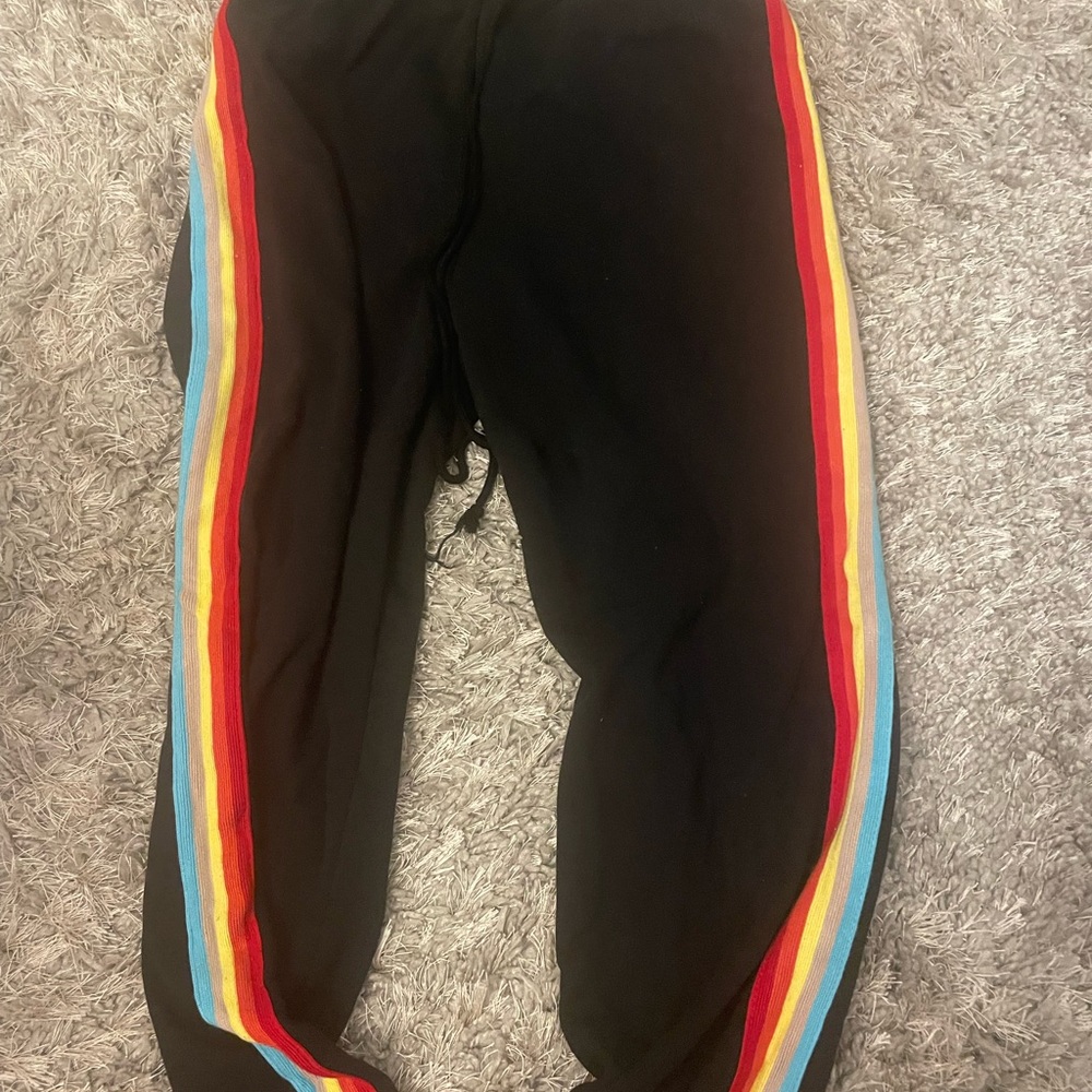 Wild honey rainbow stripes black sweatpants - Picture 2 of 3